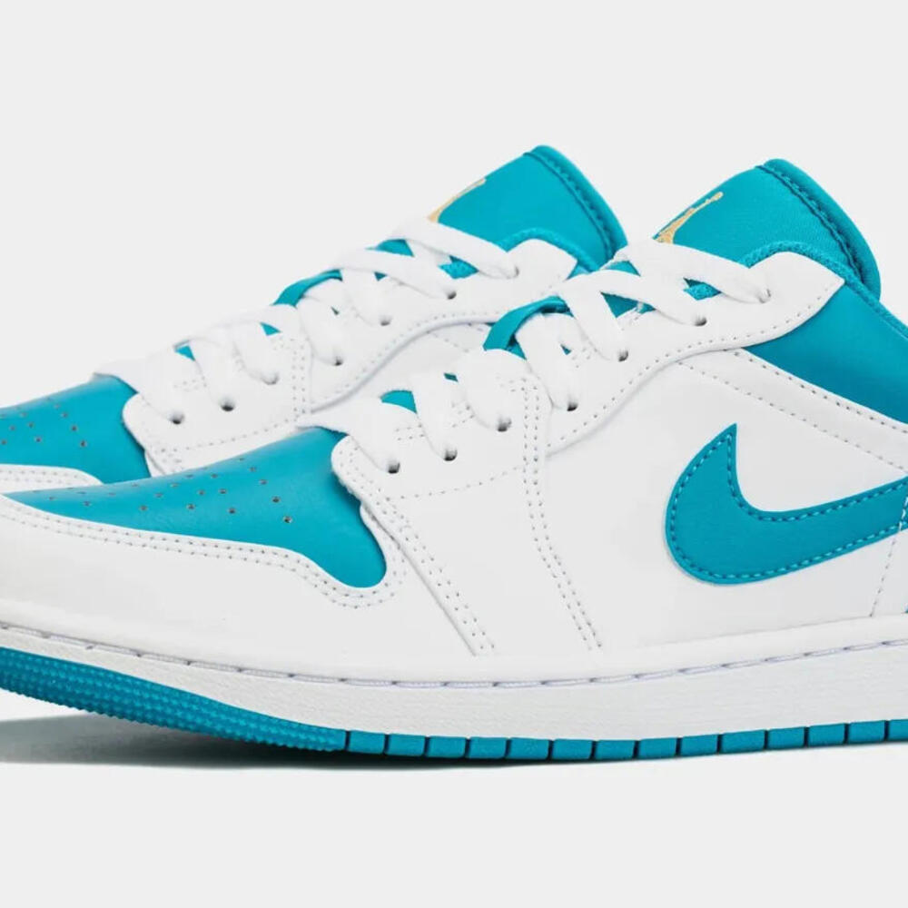 Nike Air Jordan 1 Low Shoes White Aquatone 553558-174 Men's Multi Sizes NEW - Picture 10 of 12